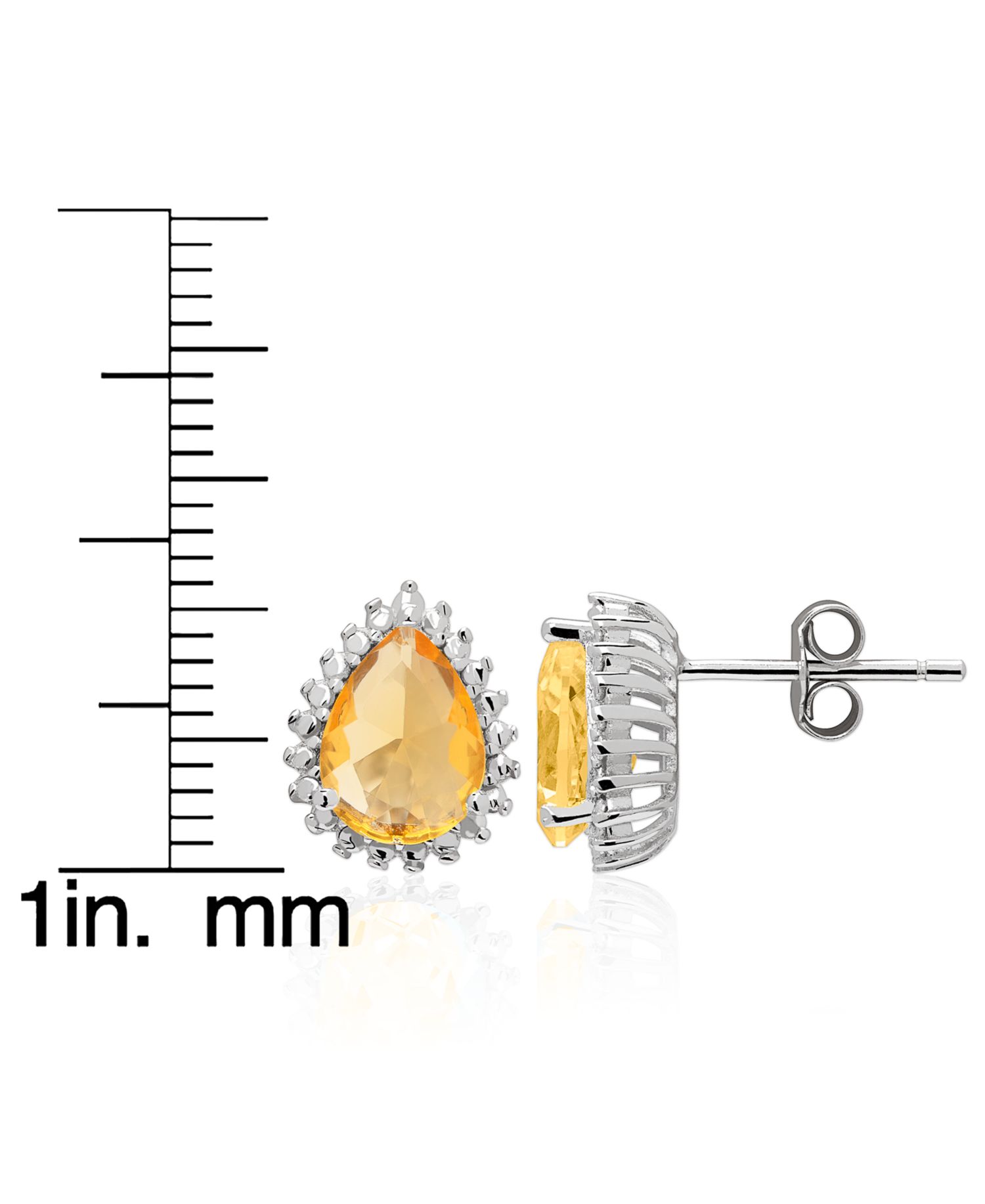 Simulated Gemstone Teardrop Pendant Necklace with Matching Stud Earrings, 2-Piece Set