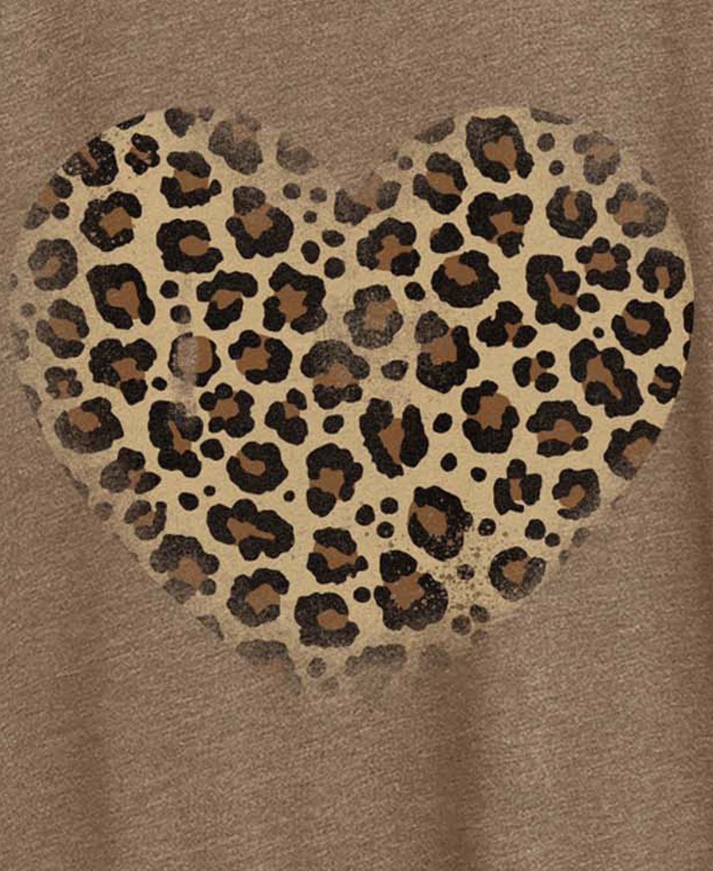 Женская футболка Hybrid Apparel Plus Size Leopard Heart Graphic, цвет: Меланжевый мокко — фото 3
