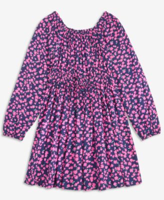 Girls' XS-XL Long-Sleeve Ditsy Garden-Print Dress