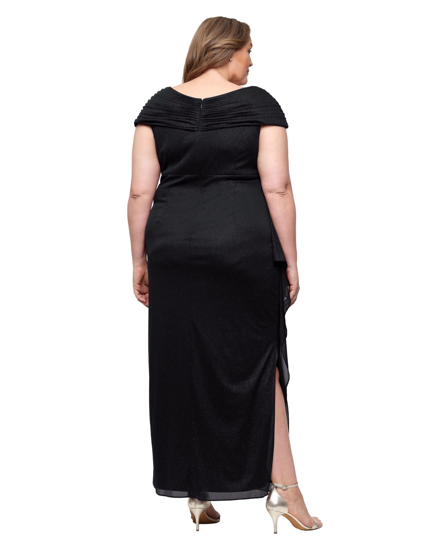 Petite Glittered Ruched Gown