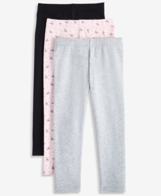 Toddler Girls' 12M-5T Solid, Heathered and Bow-Print Leggings, 3-Pack