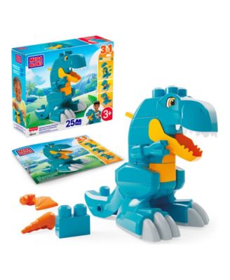 Fisher-Price Build & Chomp Dinosaur with Rolling Wheels, 25-Piece Building Set