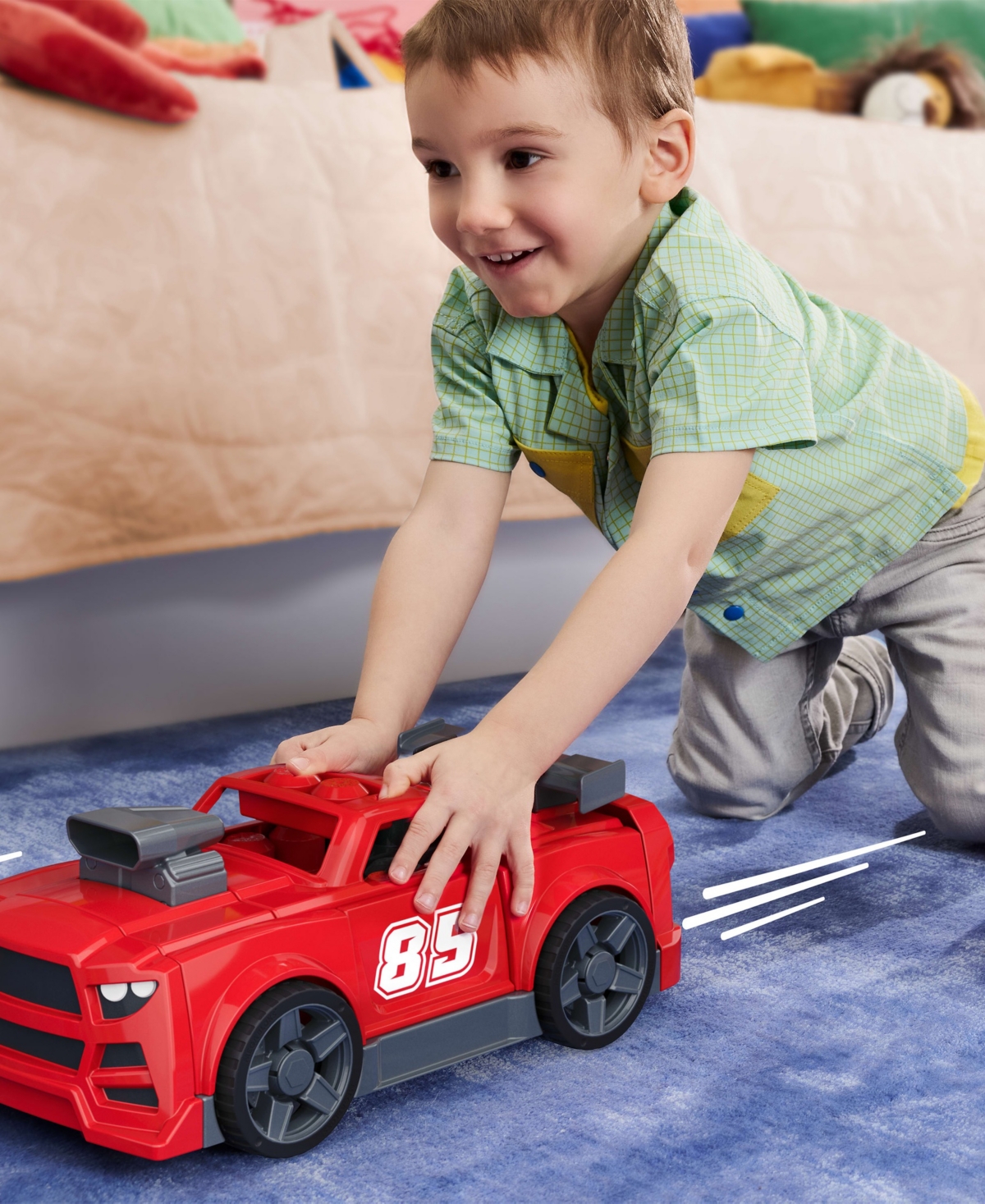 Mega Bloks Build & Go Race Car 3-in-1 with Rolling Wheels, 26-Piece Building Set, Ages 3+