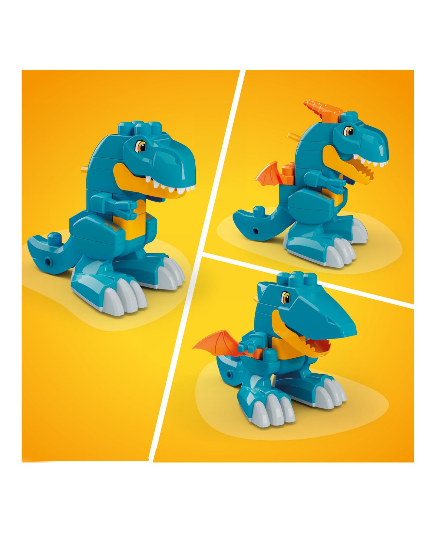 Детский конструктор Mega Bloks Fisher-Price Build & Chomp Dinosaur with Rolling Wheels, 25-Piece Building Set — фото 2