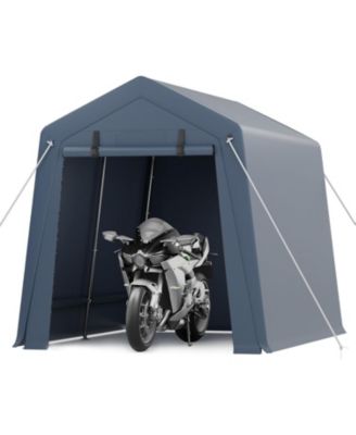 7x10 FT Outdoor Portable Storage Shelter Shed,Heavy Duty Waterproof Tarp,Motorcycle Garage with Roll-up Zipper Door