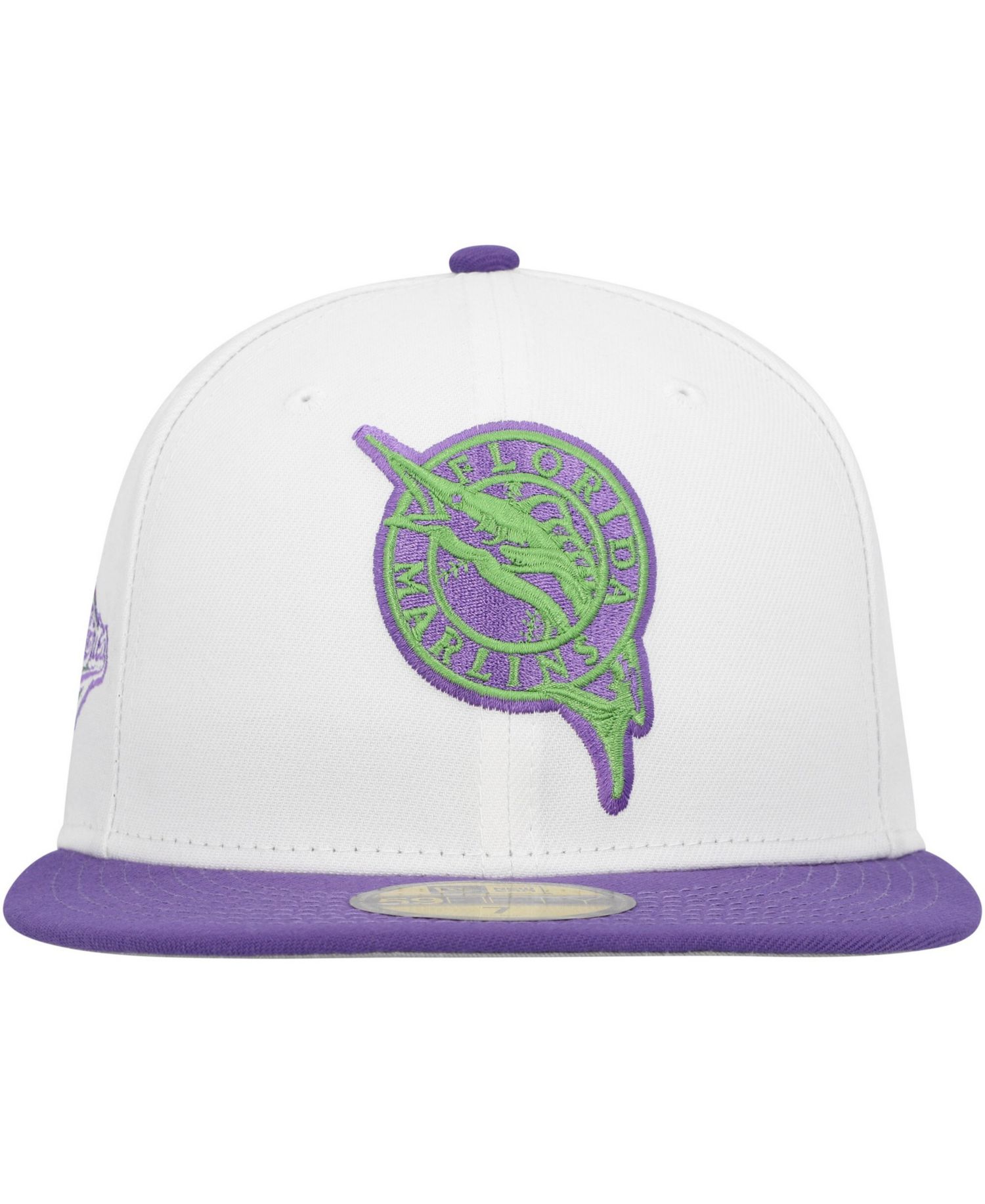 Men's White Florida Marlins Side Patch 59FIFTY Fitted Hat