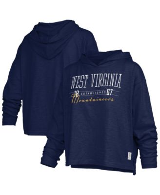Women's Navy West Virginia Mountaineers Castillo Slub Waist Length Long Sleeve Hoodie