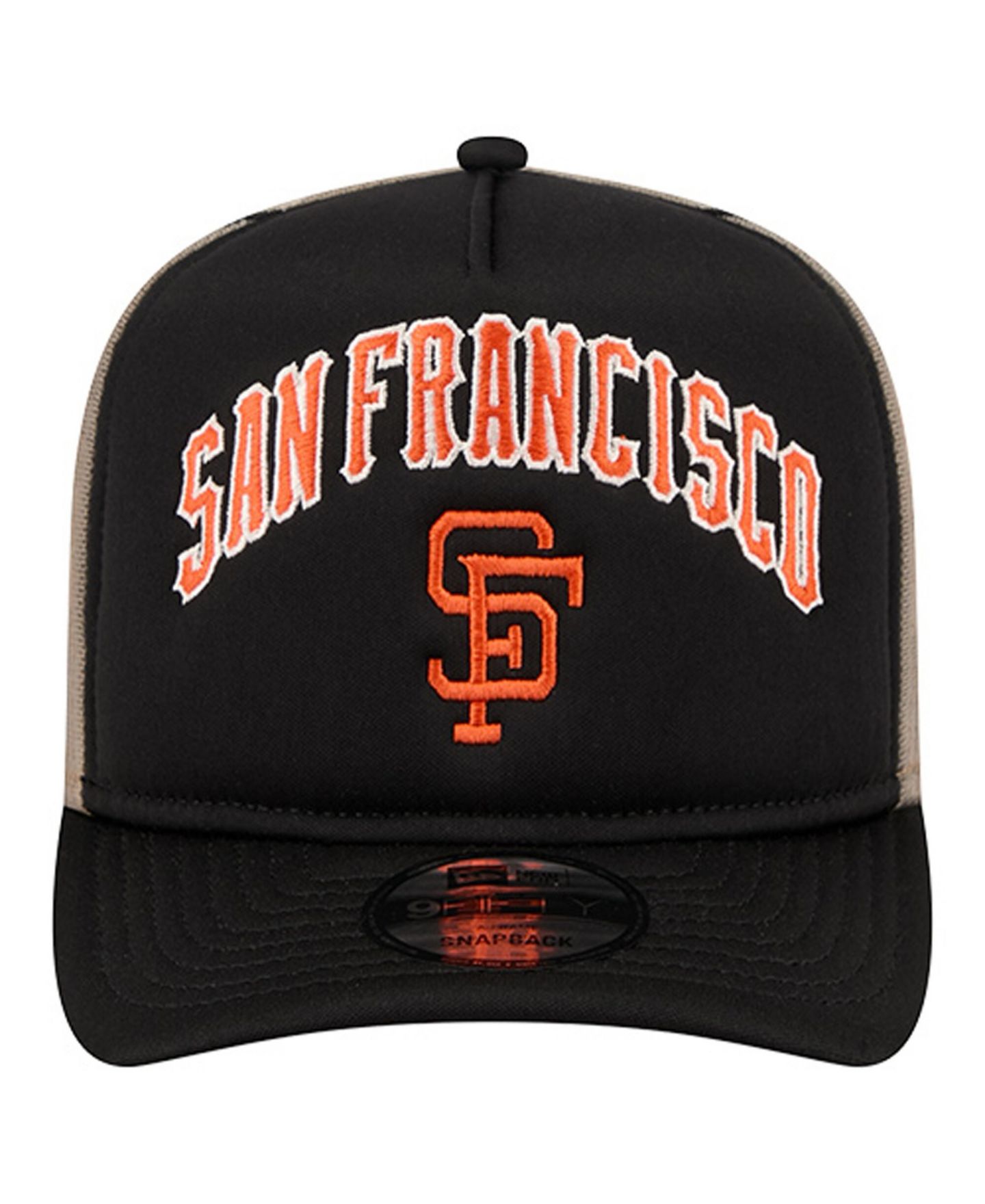 Мужская кепка New Era Black San Francisco Giants Vintage Arched Foam Front 9FIFTY A-Frame Adjustable Trucker Hat — фото 2
