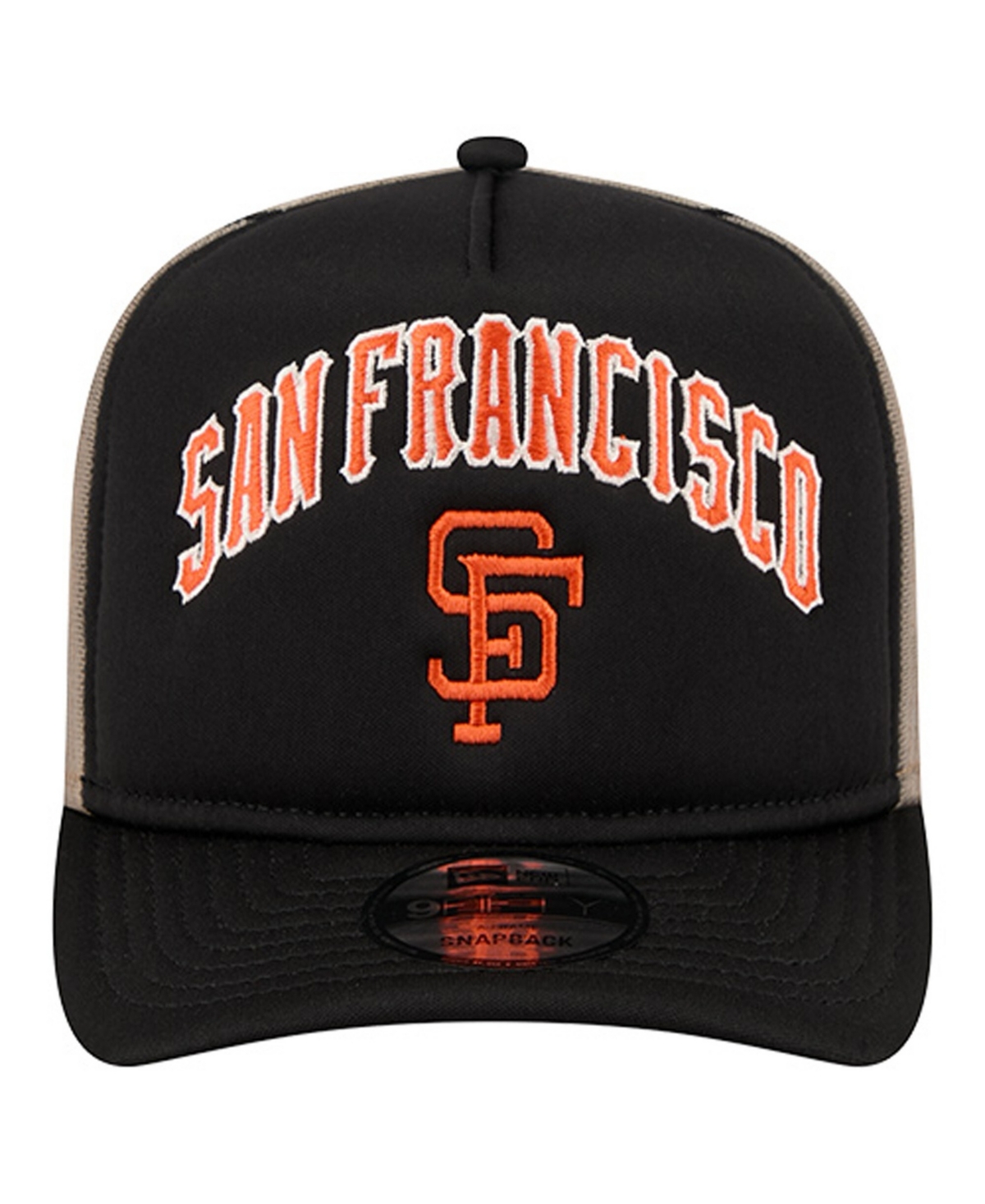New Era Men's Black San Francisco Giants Vintage Arched Foam Front 9FIFTY A-Frame Adjustable Trucker Hat