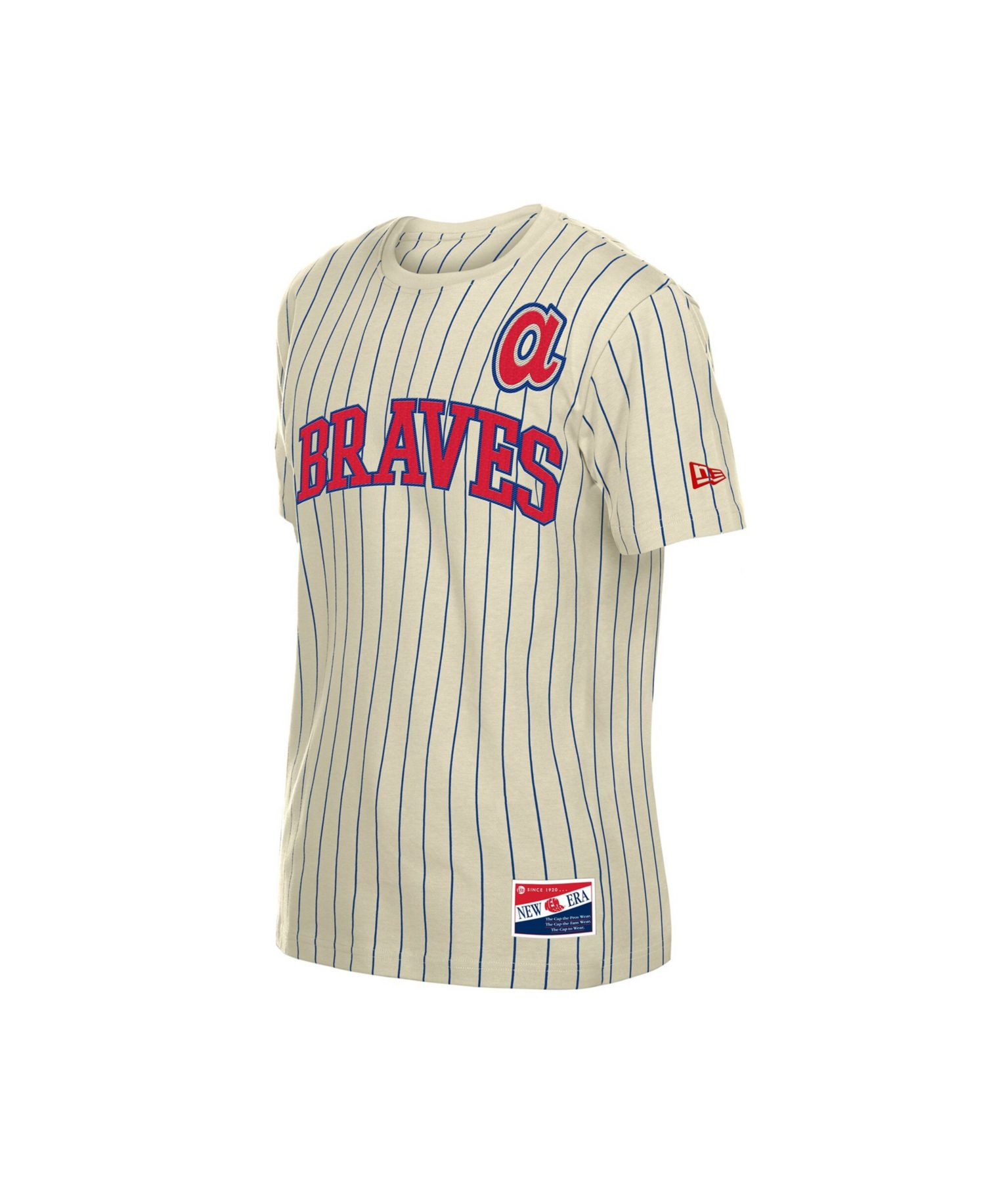 Men's Cream Atlanta Braves Throwback Meshback Pinstripe T-Shirt