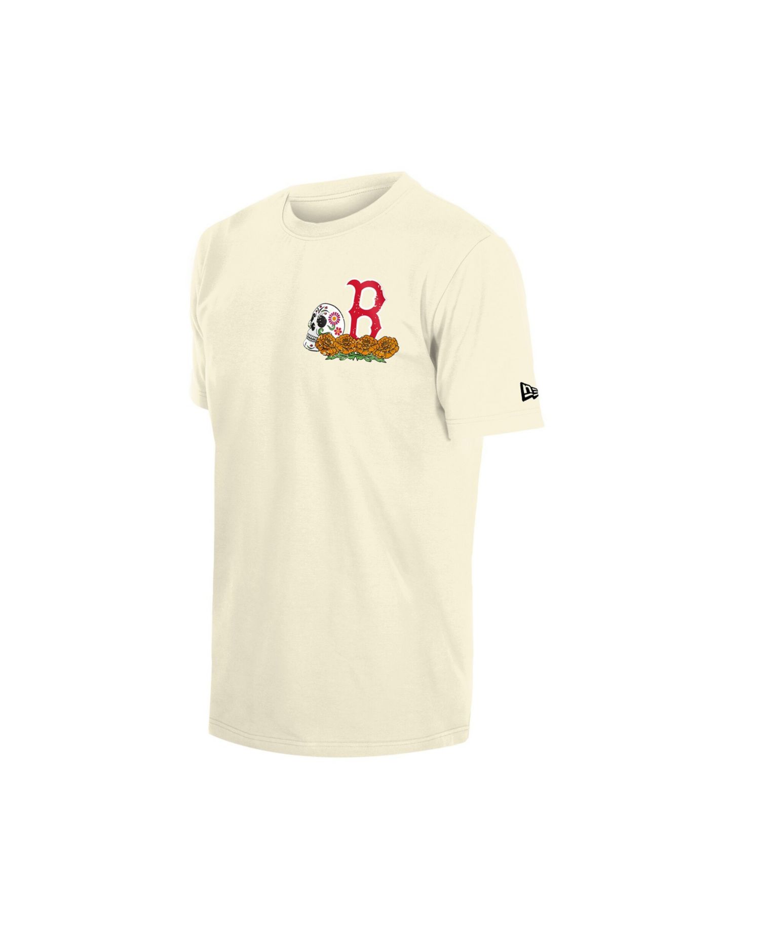 Men's Natural Boston Red Sox Dia de los Muertos Sugar Skull T-Shirt