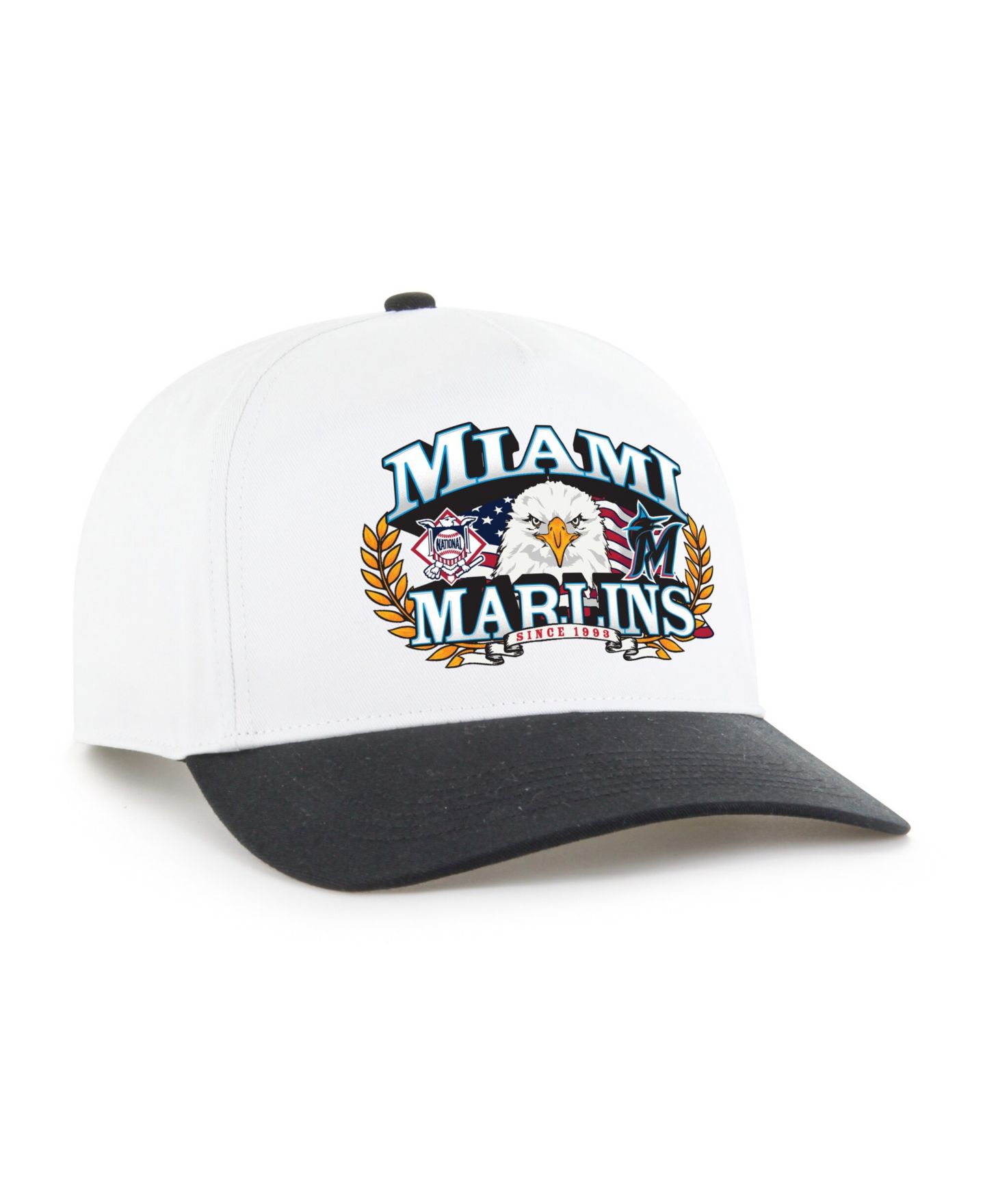 Мужская кепка '47 Brand White/Black Miami Marlins Americana Eagle Hitch Adjustable Hat — фото 2