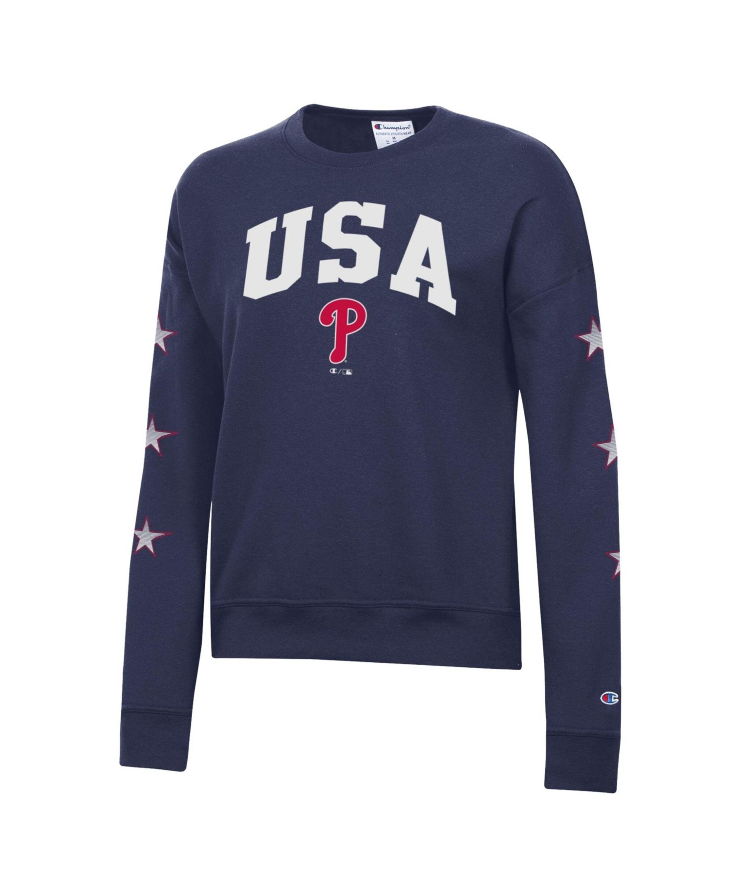 Women's Navy Philadelphia Phillies Americana Fleece Crewneck Sweatshirt
