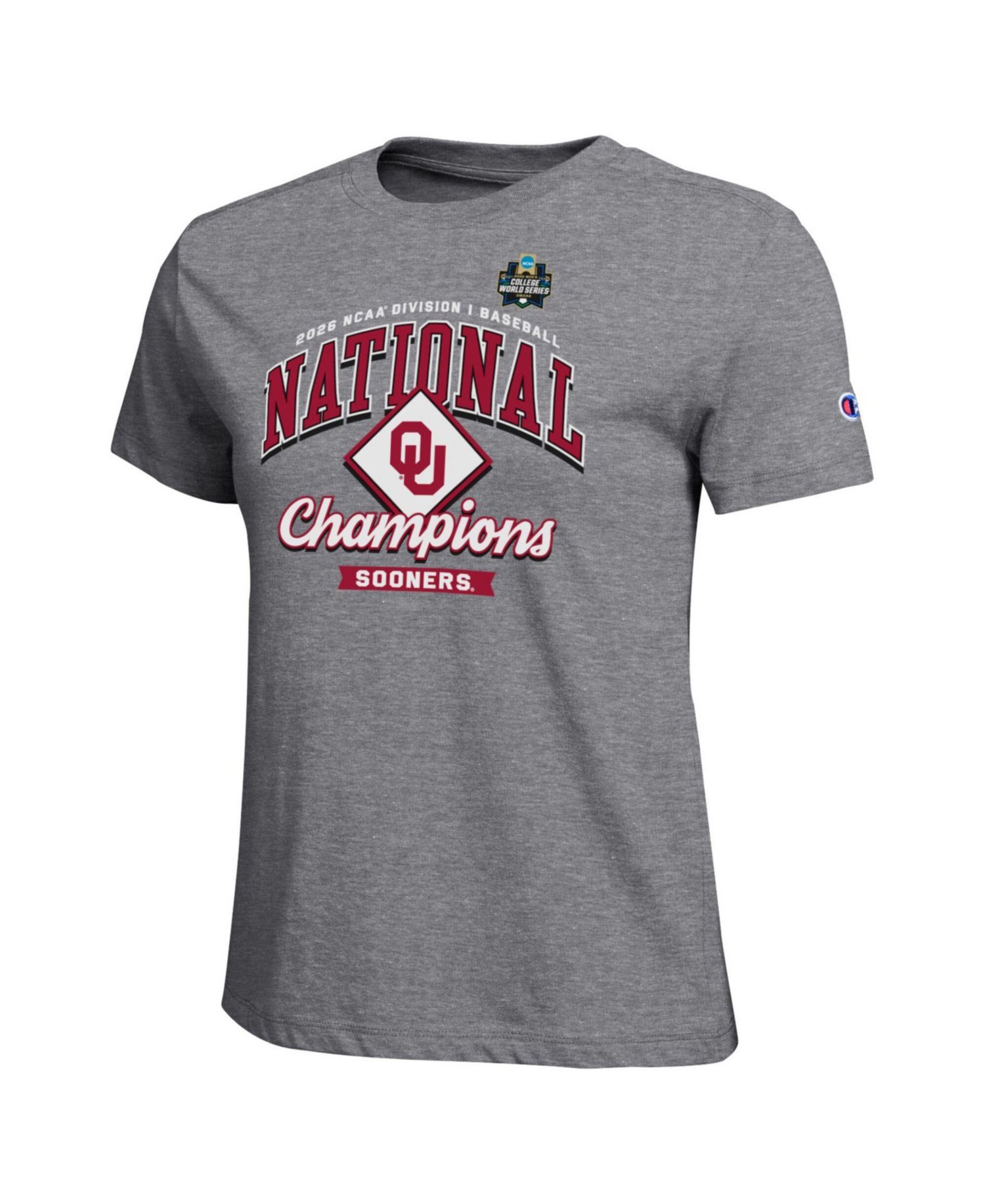 Women's Gray Oklahoma Sooners 2026 NCAA Baseball College World Series Locker Room T-Shirt