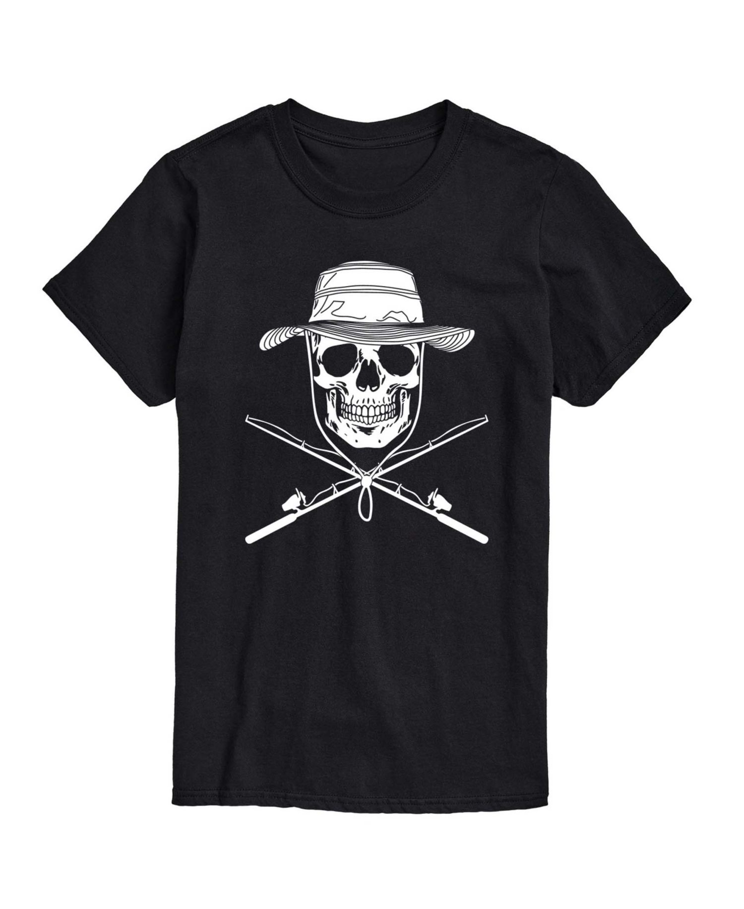 Men's Instant Message Fisherman Skull Crossed Rods Graphic T-Shirt