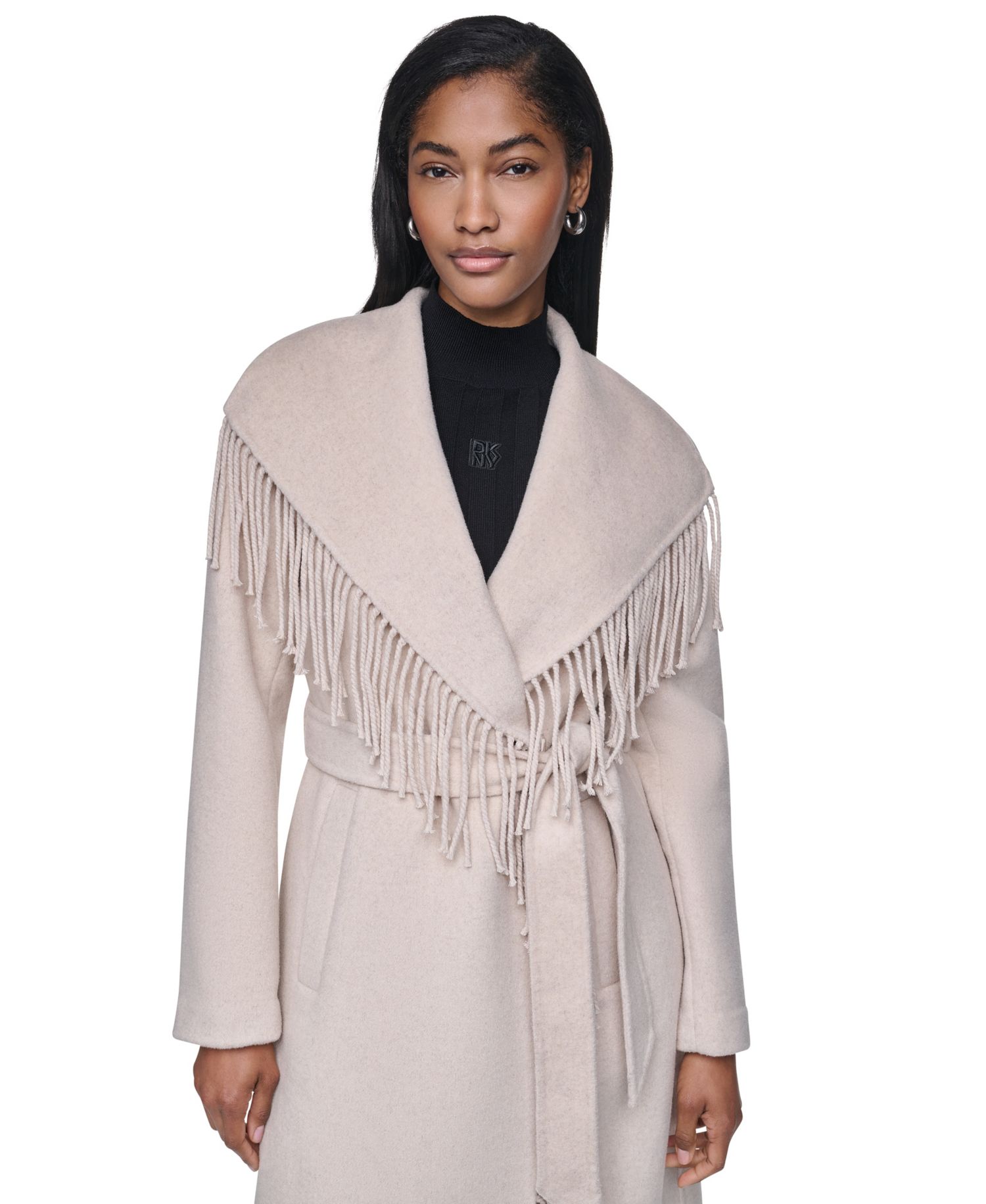 Women's Double Faced Fringe Wrap Coat