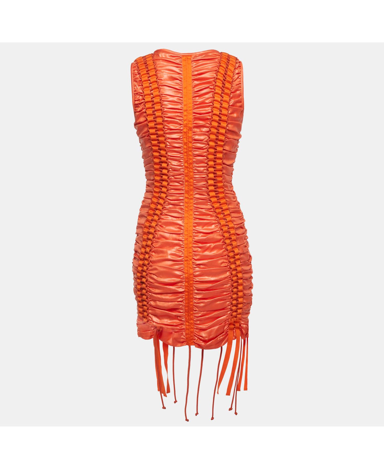 Women's Satin Lace Up Ruched Mini Dress