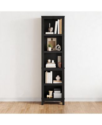71" Tall Farmhouse Bookcase with Adjustable Shelves, 5-Tier Wood Bookshelf, Storage Display Cabinet for Living Room, Home Office