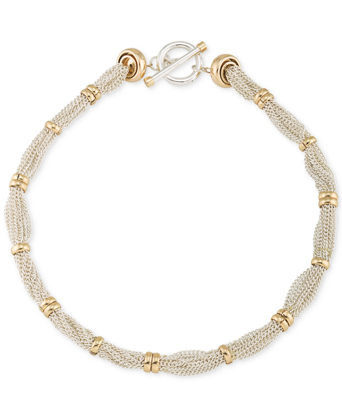 Lauren Ralph Lauren Two-tone Multi-chain Ringed Collar Necklace In Silver,gold