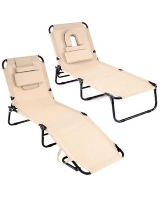 Face Down Tanning Chair with 3 Removable Pillows and 4-Position Backrest