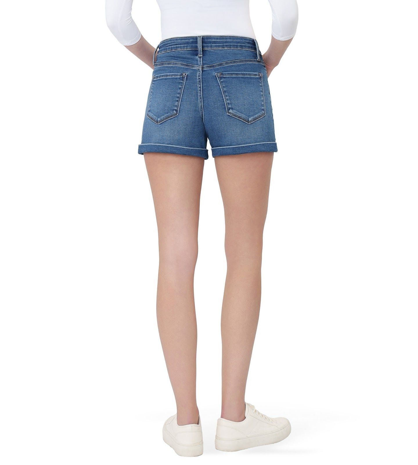 Женские шорты Vervet High Rise Super Soft Cuffed Denim Shorts, цвет: Средний синий — фото 5