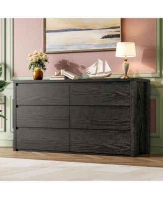 6 Drawer Dresser for Bedroom, Wide Wood Chest of Drawers Handle Free, Large Modern Dresser Storage Cabinet for Living Room