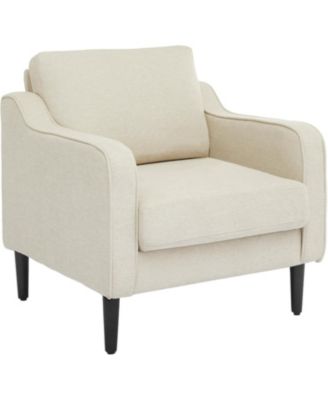 Mid-Century Modern Accent Chairs,Modern Linen Fabric Armchair for Living Room,Comfy Sofa Chairs with Scooped Arms