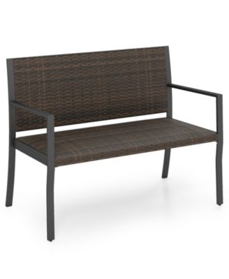 Patio Wicker Loveseat with Soft Sponge Seat 800 LBS Heavy Duty Outdoor Bench