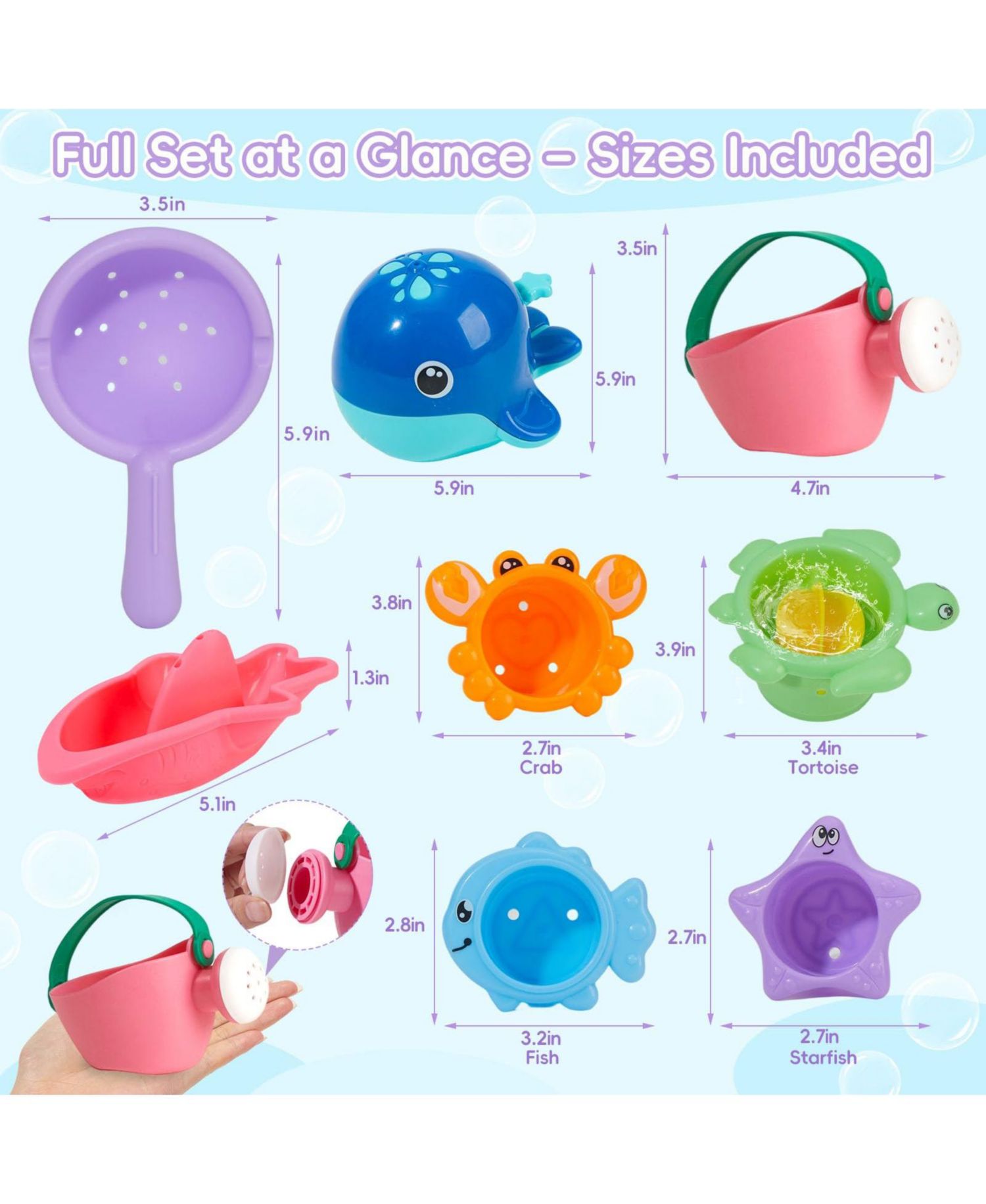 Mold-Free Floating 11-Piece Bath Toy Set