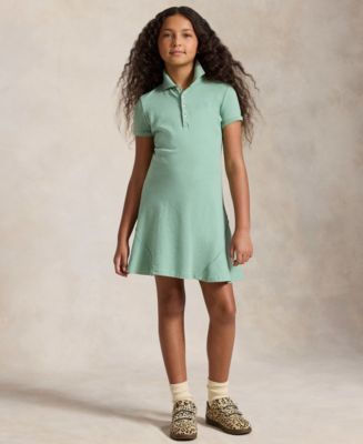 Polo Ralph Lauren Girls' 7-16 Stretch Mesh Short-Sleeve Polo Dress - Faded Mint