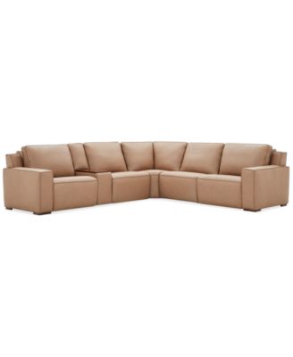 Aspen 3PM 6-Piece Leather L Sectional Sofa Set (LAF Recliner, RAF Recliner, Console, Corner, Armless Recliner, Armless Chair)