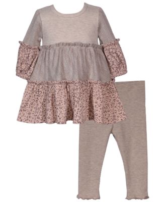 Baby Girls' Animal Print Long-Sleeve Top and Leggings, 2-Piece Set 