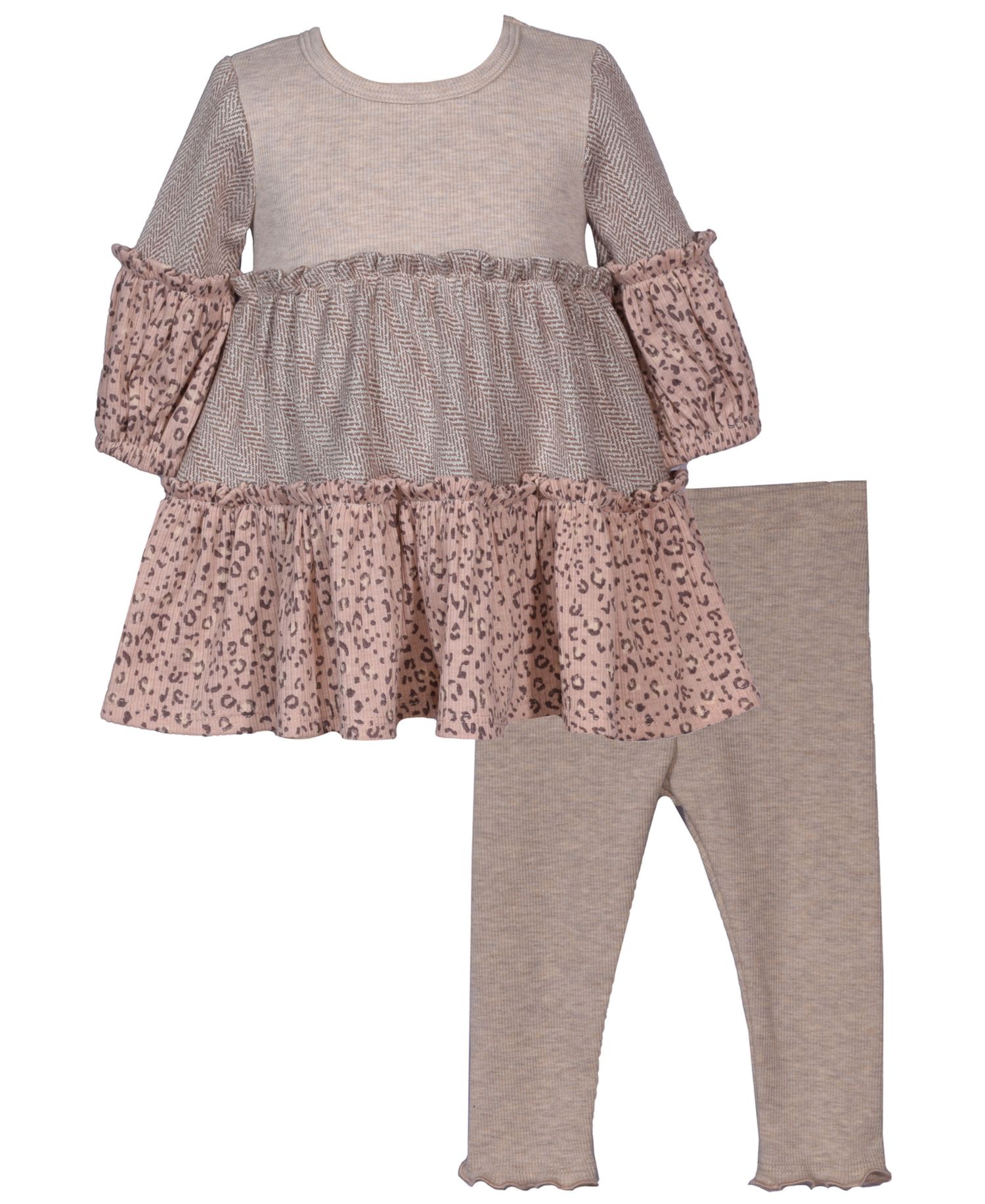 Baby Girls' Animal Print Long-Sleeve Top and Leggings, 2-Piece Set