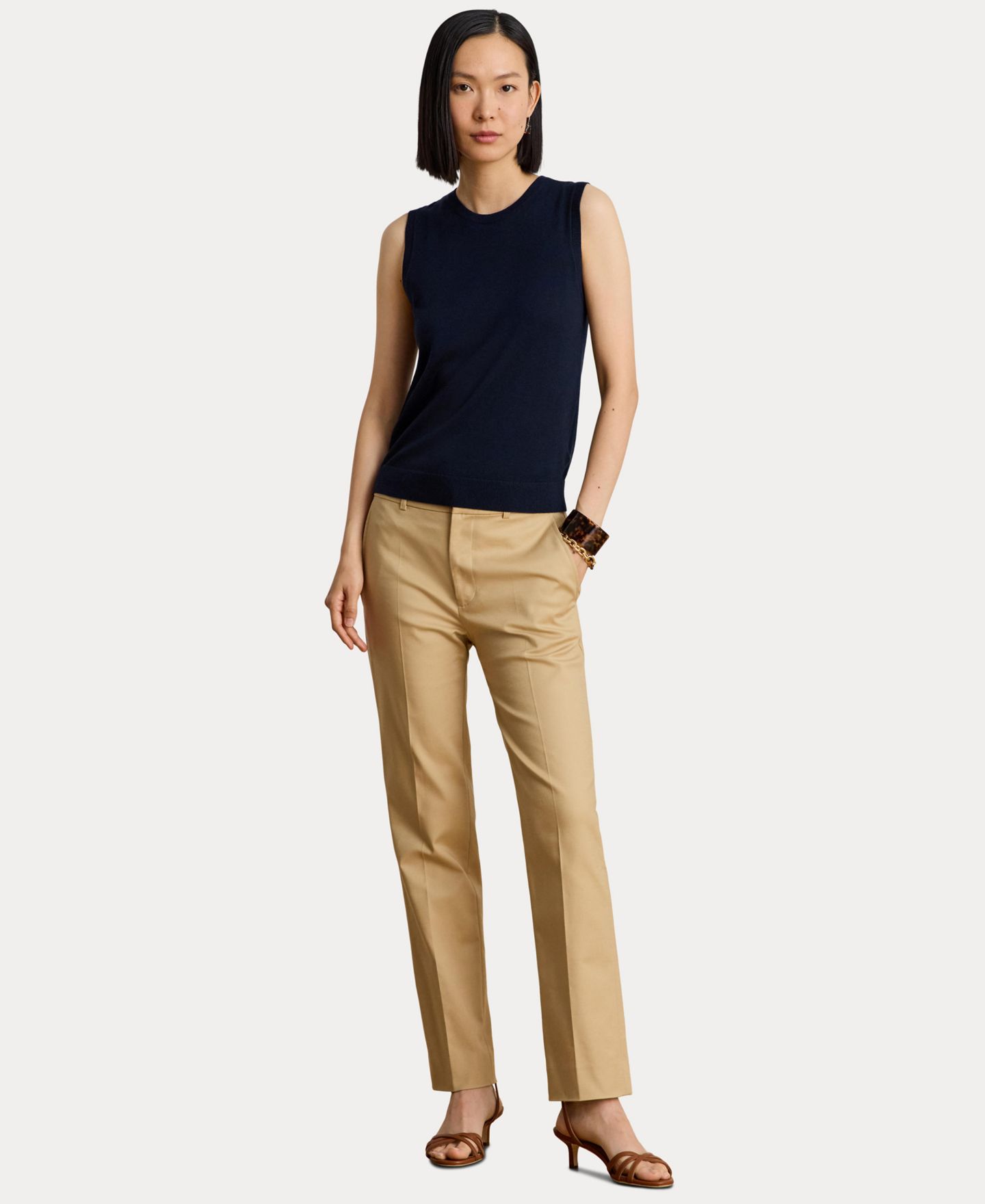 Женские брюки Lauren Ralph Lauren High-Rise Slim Ankle, цвет: Берёзовый рыжевато-коричневый — фото 3