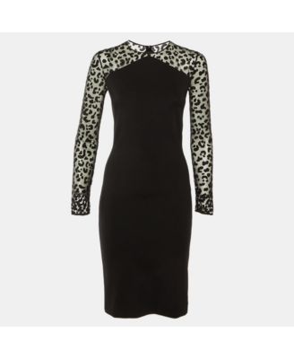 Women's Jersey and Mesh Knee Length Sheath Dress