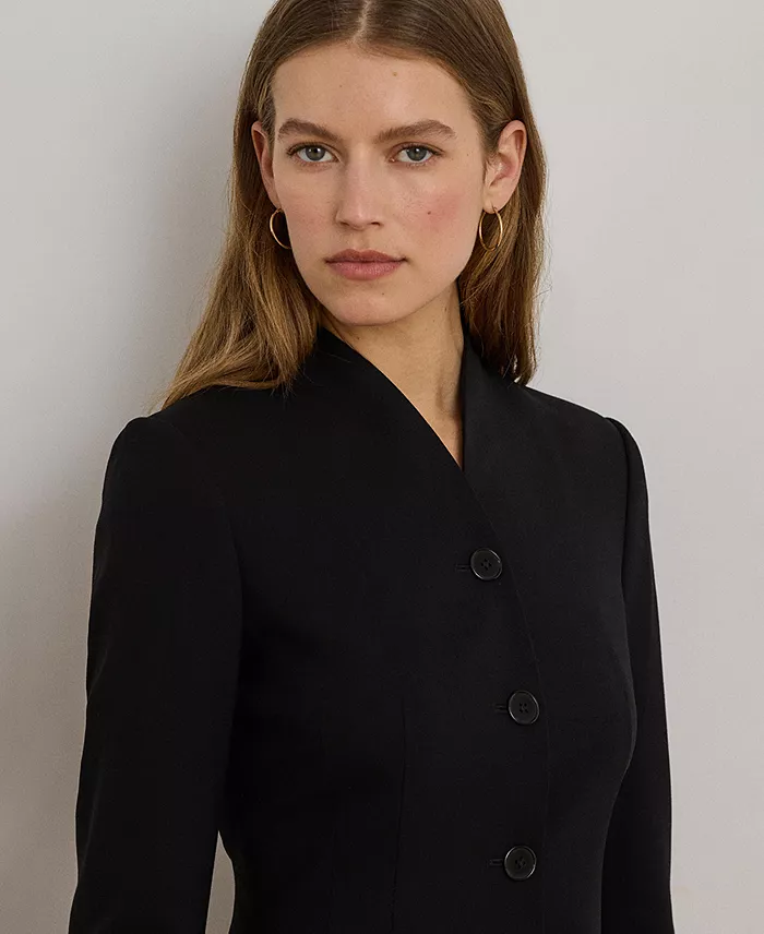 Women's Stretch Lightweight Curved Stand Collar Blazer - thumbnail 3