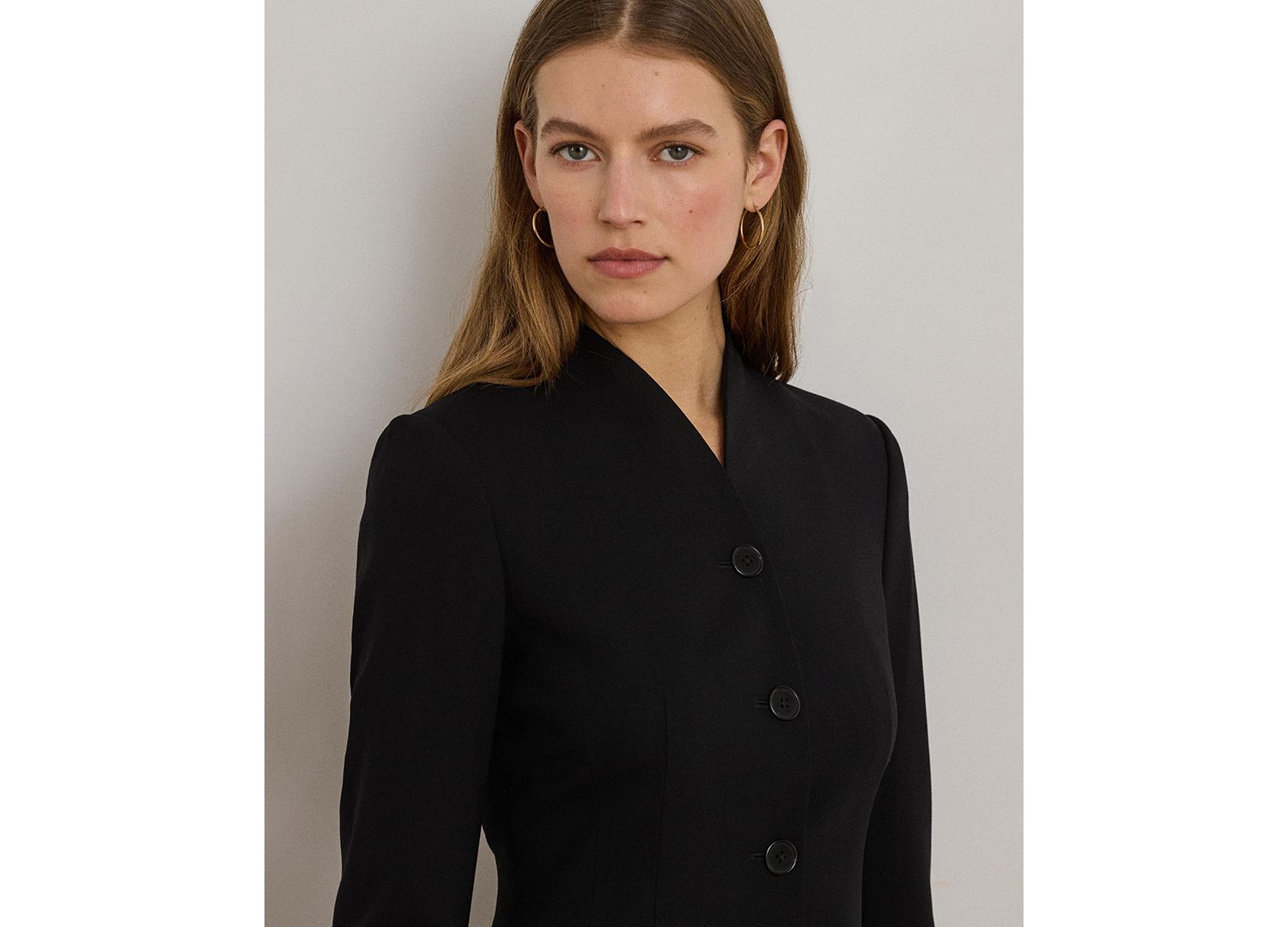 Women's Stretch Lightweight Curved Stand Collar Blazer