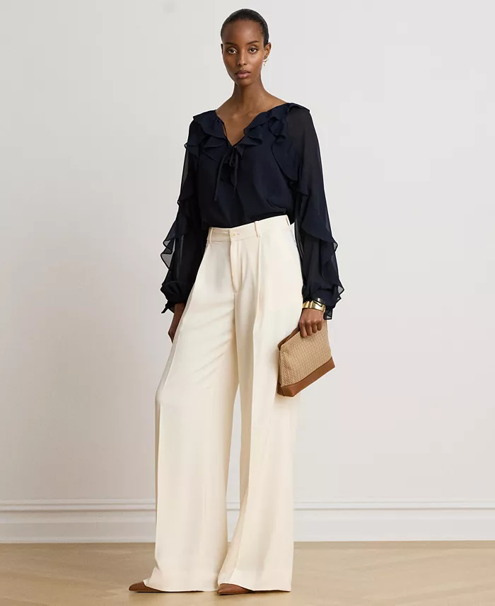 Women's Ruffle-Trim Crinkle Georgette Blouse - thumbnail 6