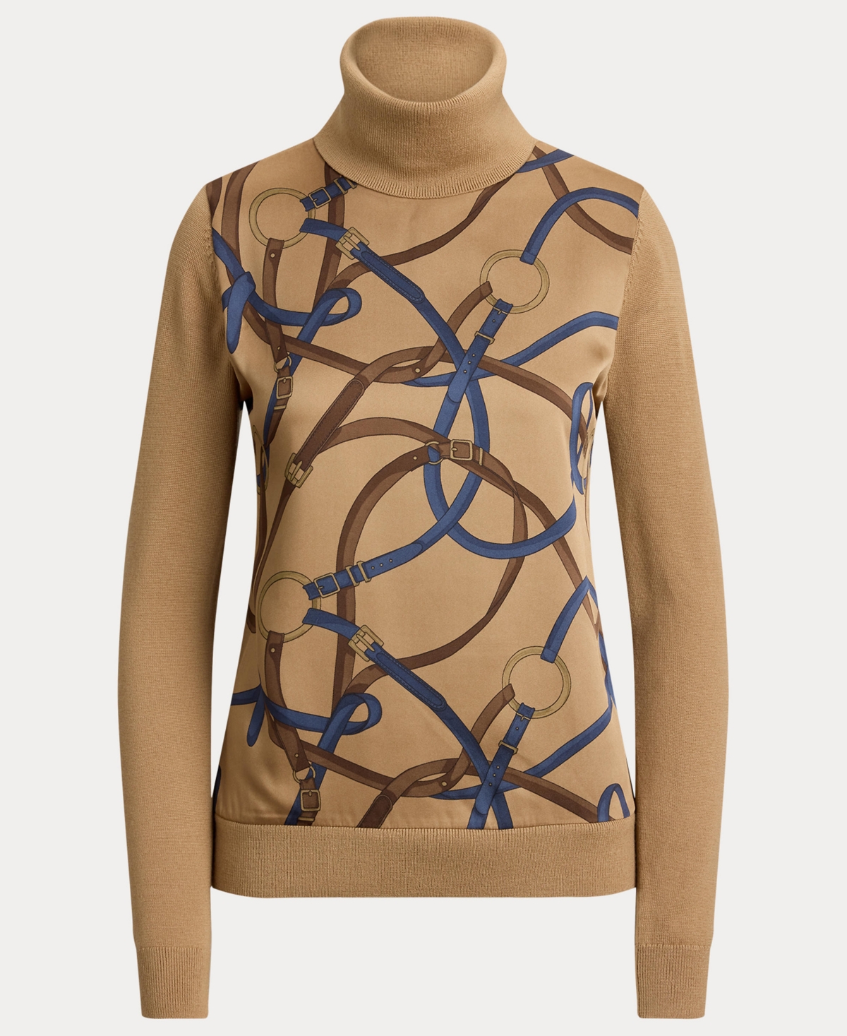 Lauren Ralph Women's Belting-Print Turtleneck Sweater