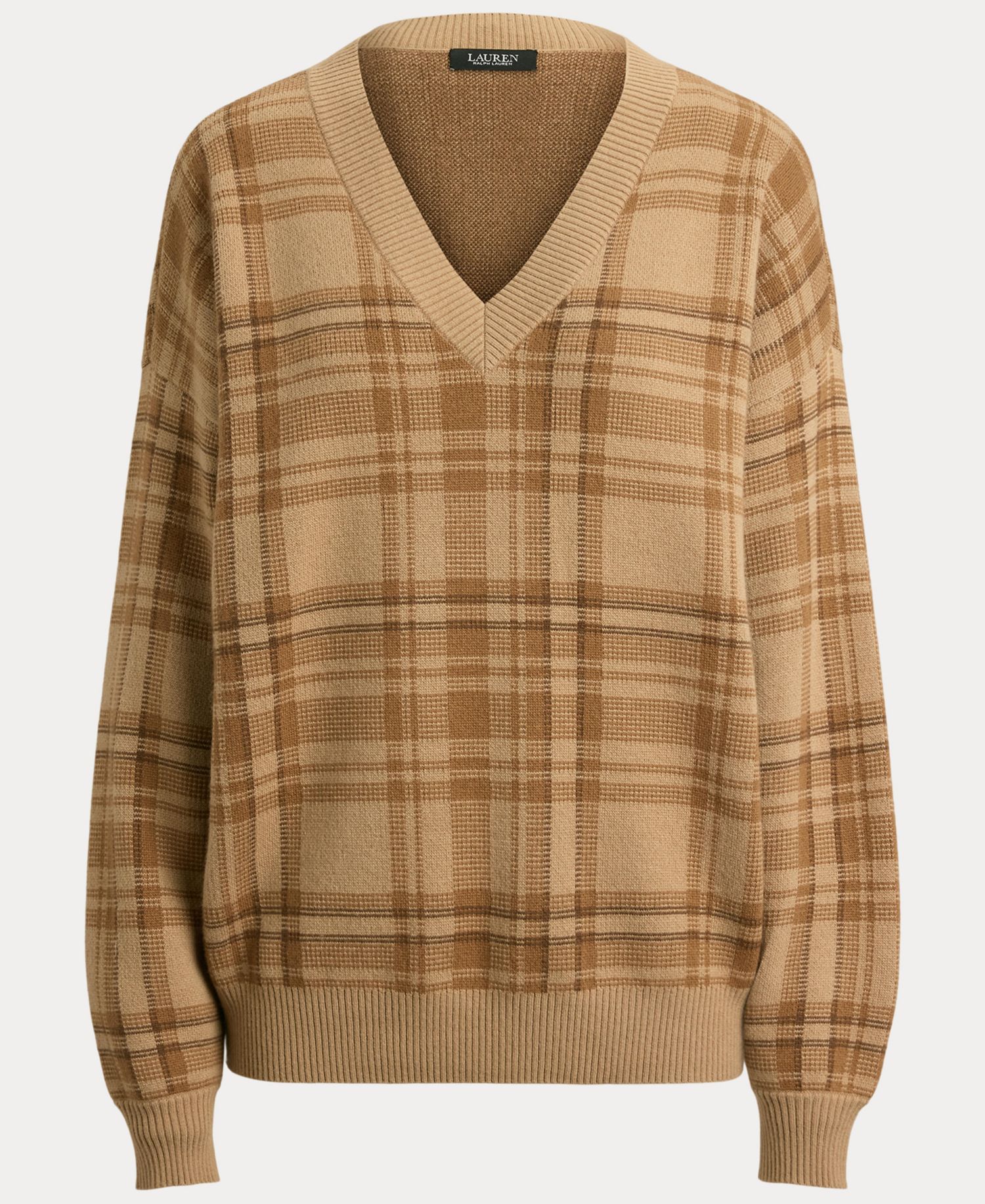 Women's Plaid V-Neck Sweater