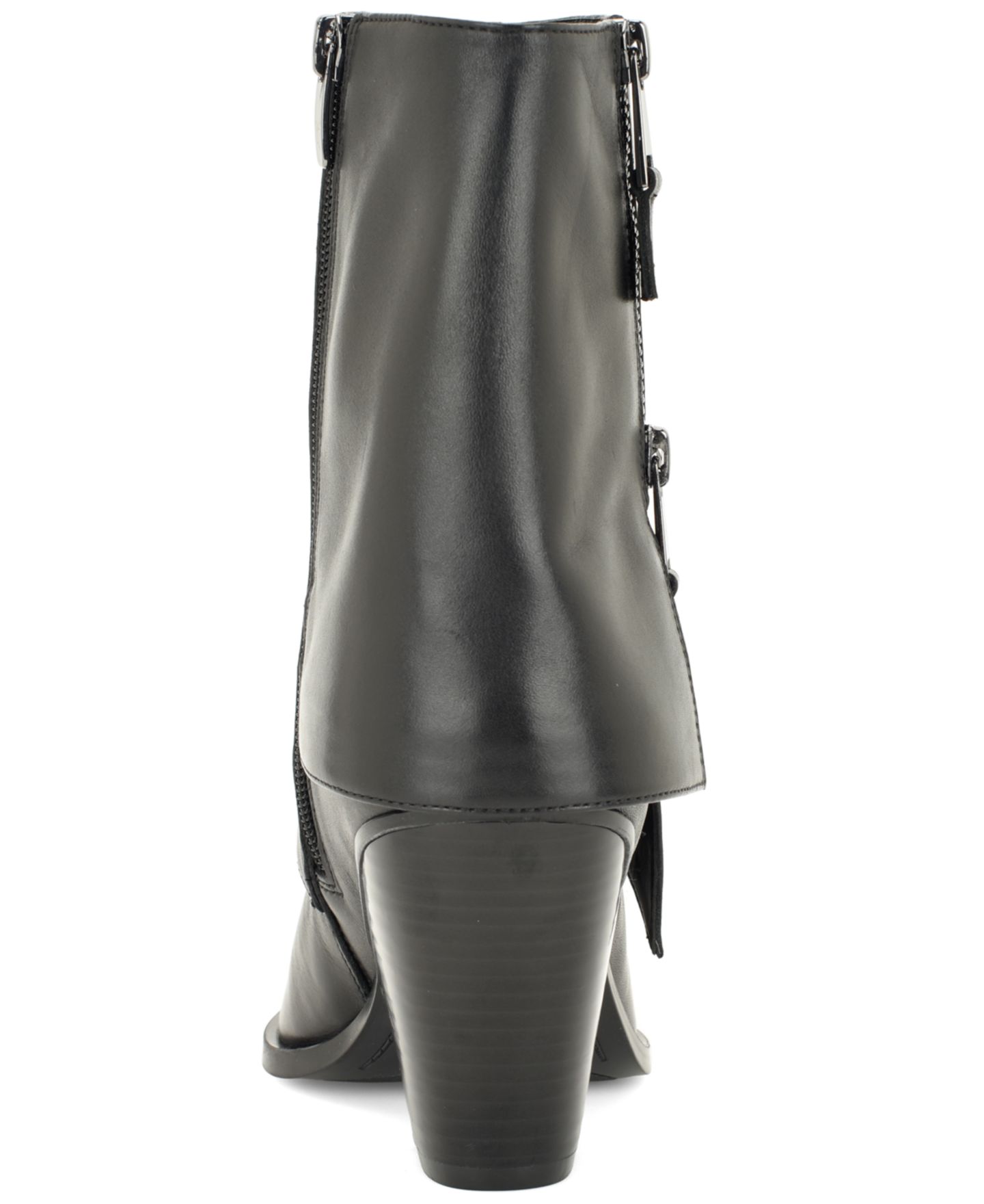 Женские ботинки Nine West Umberto Western Foldover Snip Toe Booties, цвет: Чёрный кожаный — фото 3