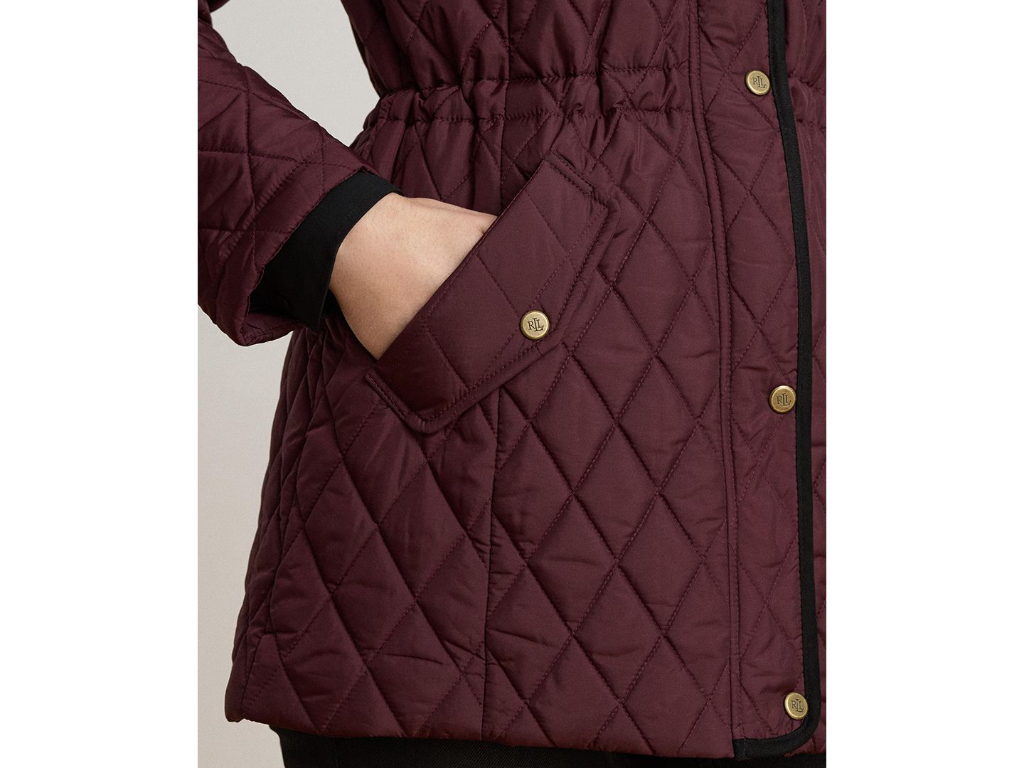Женское пальто Lauren Ralph Lauren Petite Hooded Utility Quilted, цвет: Тёмный гранатовый — фото 4