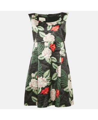 Women's Printed Satin Silk Sleeveless Short Dress