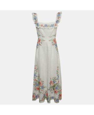 Women's Linen Cross Stitch Off Shoulder Dress