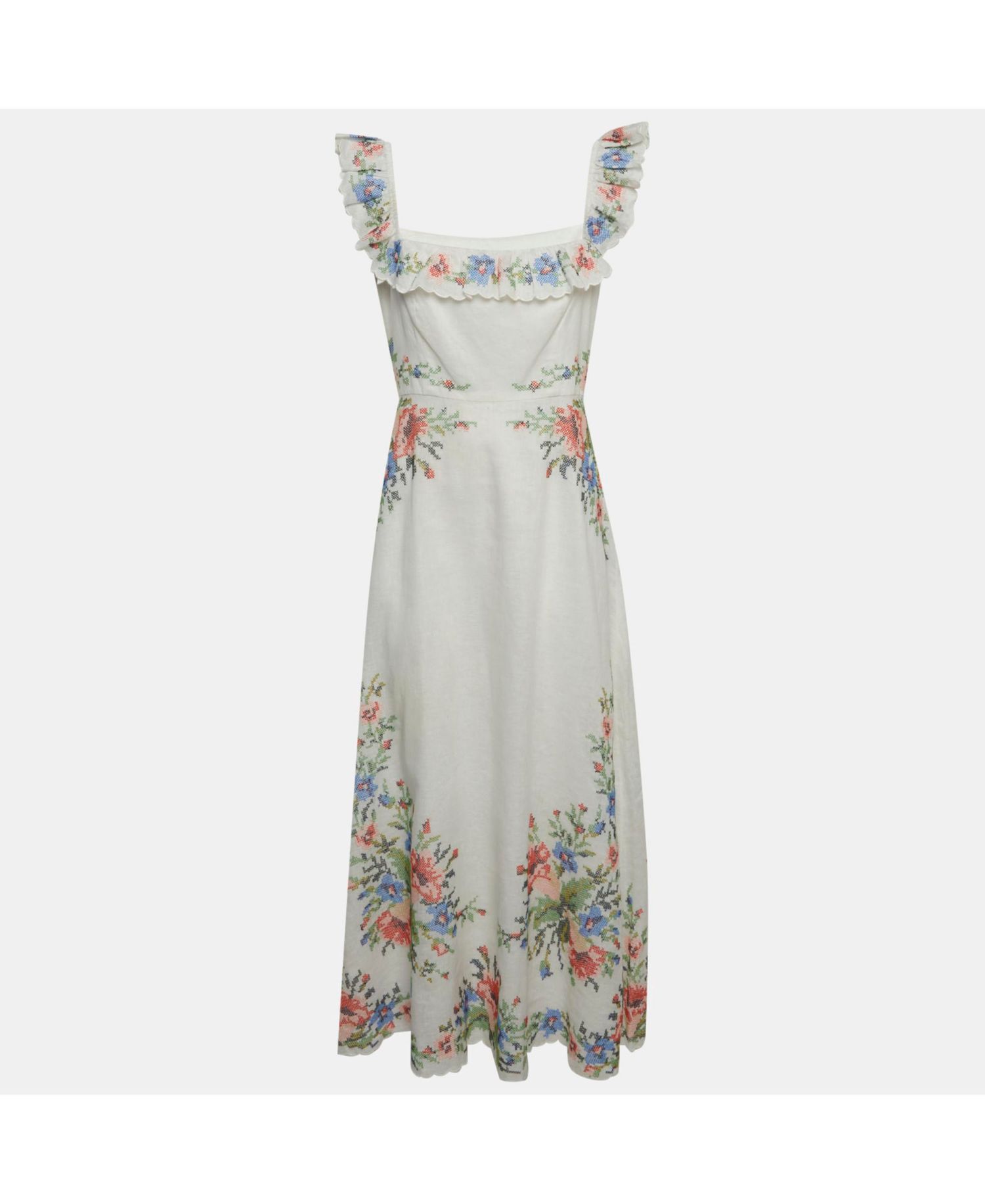 Women's Linen Cross Stitch Off Shoulder Dress