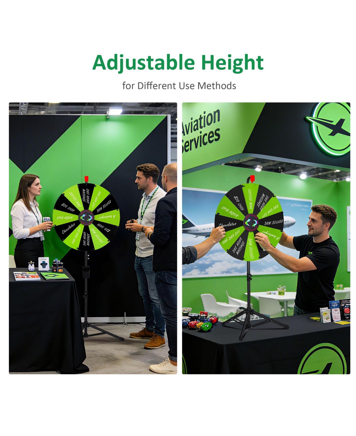 Детская игрушка WinSpin 24" Display Prize Wheel Black and Green DIY Tripod 12 Slot Modular Custom Spinning Wheel for Pop Up Trade Show, цвет: Natrual — фото 5
