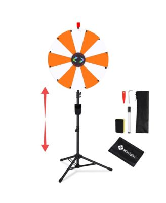 24" Display Prize Wheel White and Orange DIY Floor Stand 12 Slot Modular Custom Spinning Wheel Pop Up Trade Show