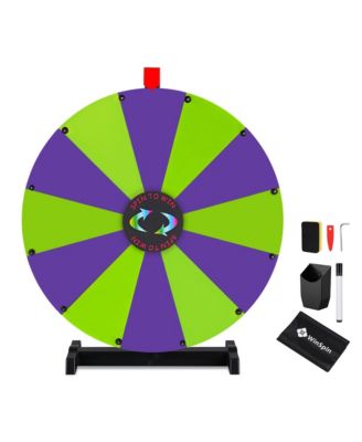 24" Display Prize Wheel Purple and Green DIY Tabletop 12 Slots Modular Custom Spinning Wheel for Pop Up Trade Show