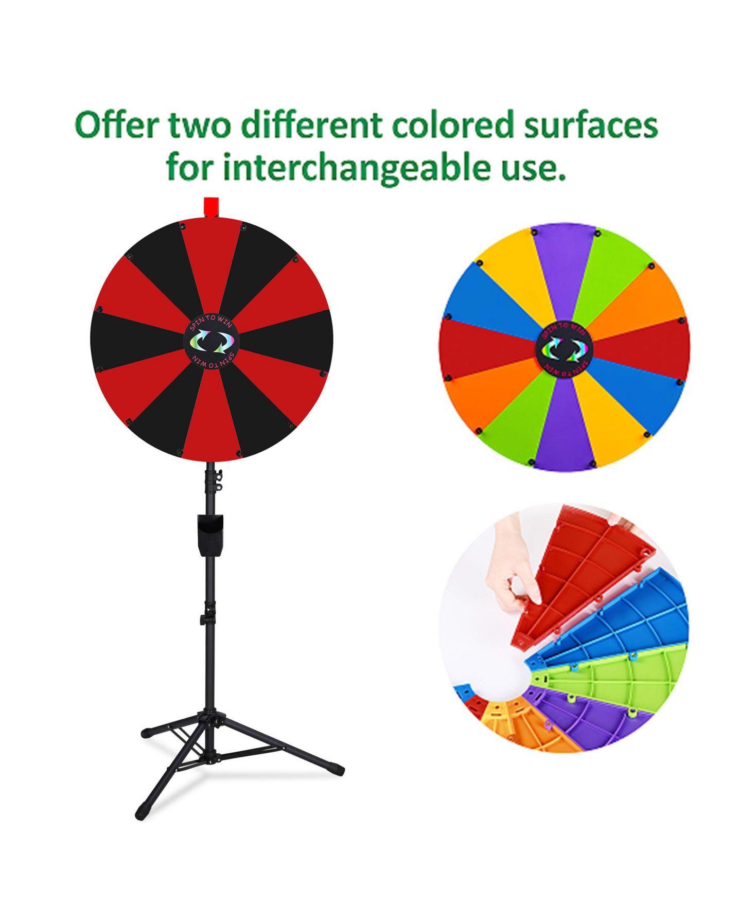 Детская игрушка WinSpin 24" Pop Up Displays Spinning Prize Wheel Black and Red Adjustable Height DIY Modular Spin Doodle Game for Events, цвет: Natrual — фото 3