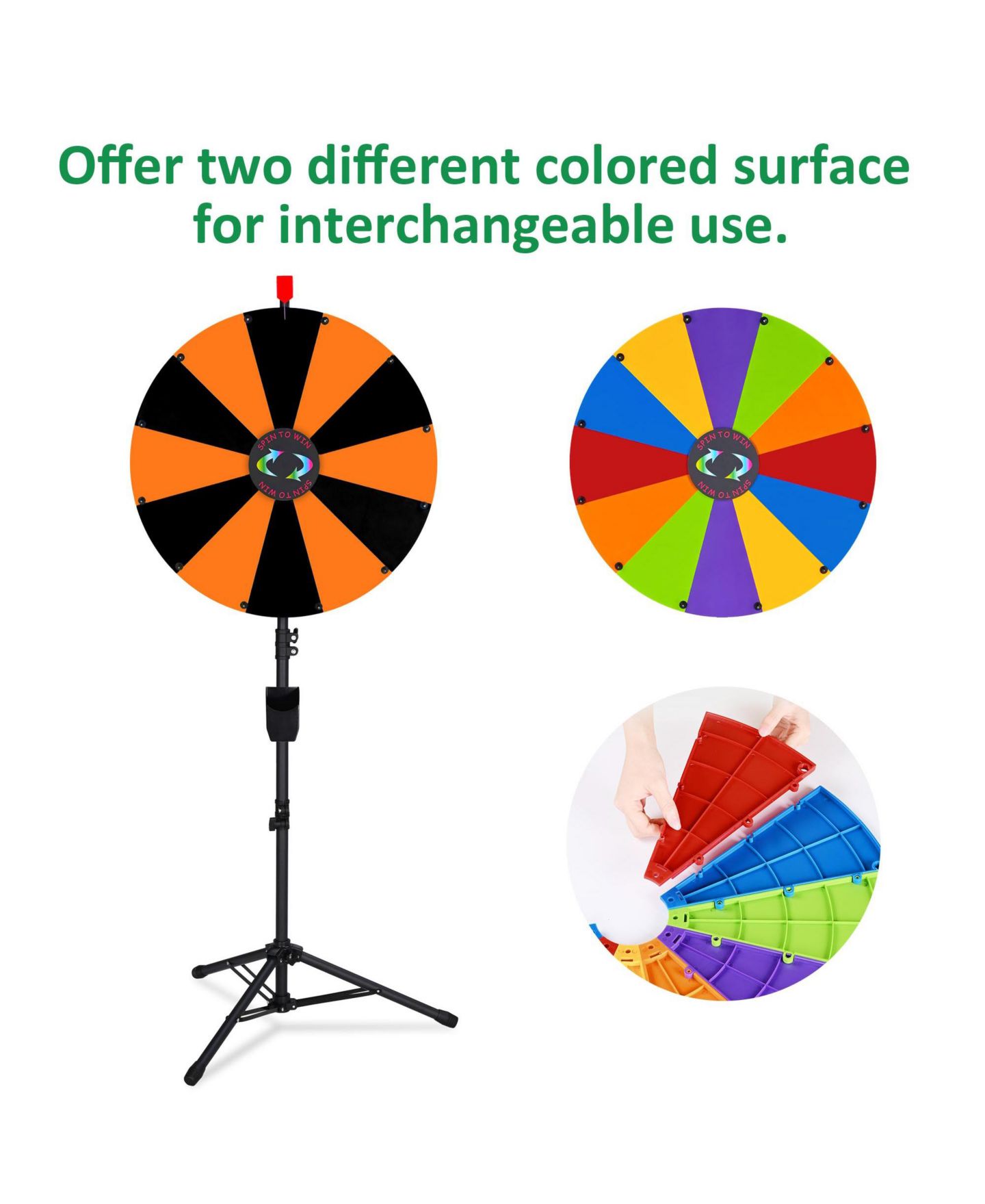 Детская игрушка WinSpin 24" Display Prize Wheel Black and Orange DIY Tripod 12 Slot Modular Custom Spinning Wheel for Pop Up Trade Show, цвет: Natrual — фото 3